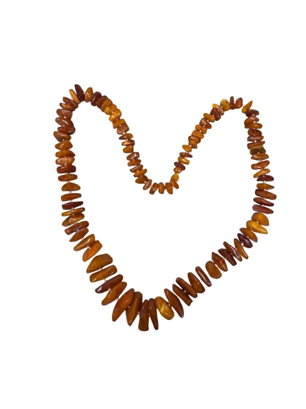 Chunky Butterscotch Amber Bead Necklace 30" Long Strand Natural Polished 82.3g - Picture 4 of 11